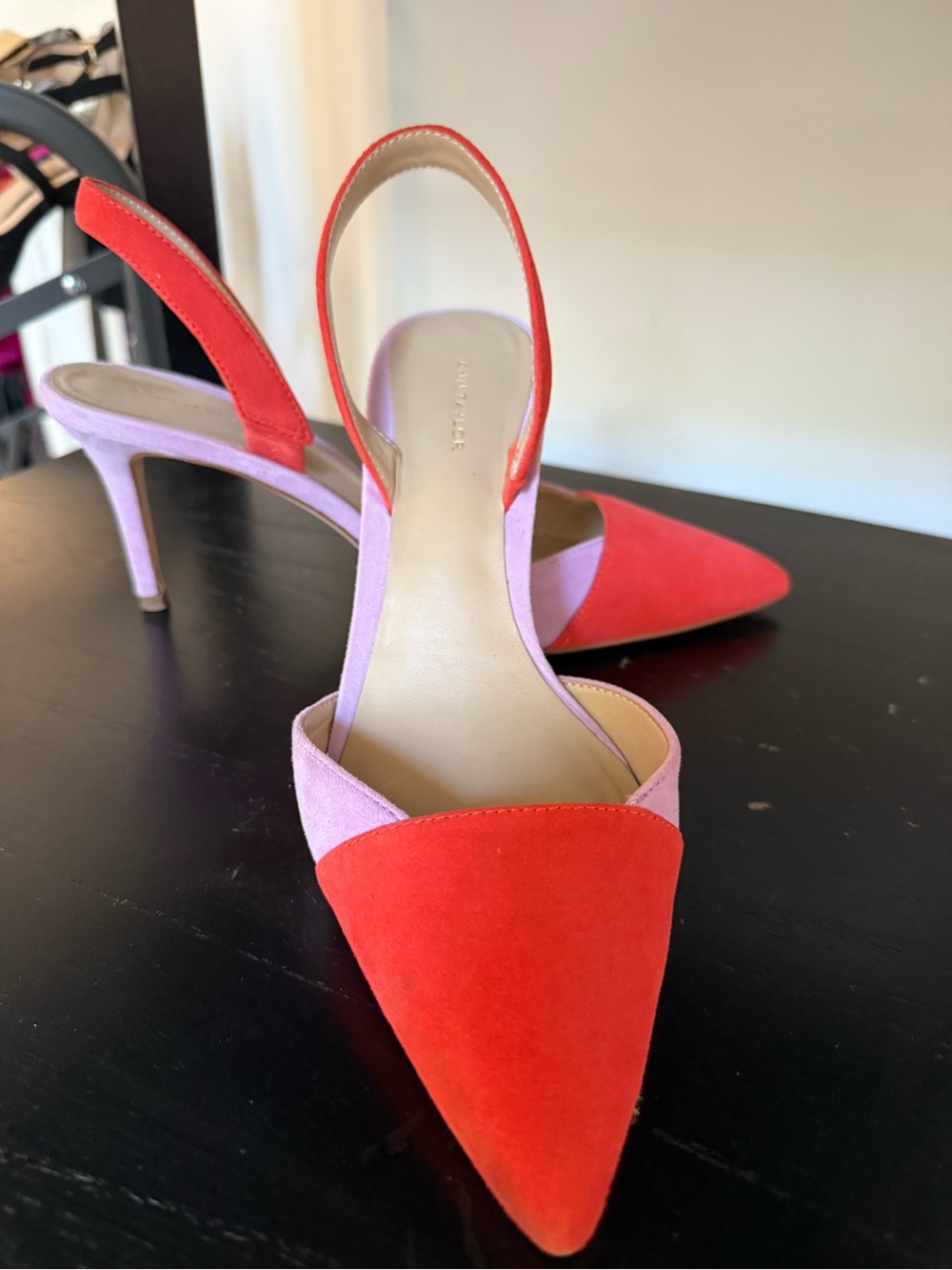 Ann Taylor Colorblock Pointed Slingback Heels in Red and Lavender